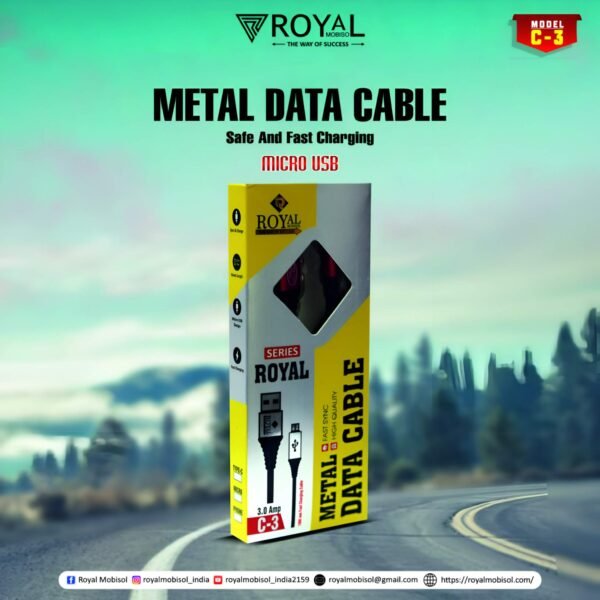 ROYAL C3 MICRO 3.0 AMP 4 CORE METAL DATA CABLE